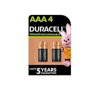 4 pilas recargables Duracell AAA 900 mAh Baterías Recargables (1 blíster de 4 baterías) 4 pilas Ministilo recargables (HR03/DX2400)