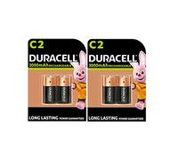 4 pilas recargables Duracell C, 3000 mAh, HR14/DC1400 (2 blísters de 2 baterías) y 4 pilas