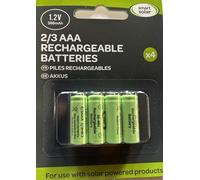 4 pilas solares inteligentes de 2/3 AAA de 1,2 V y 300 mAh (estas 2/3 AAA de 30 mm x 10,2 mm son más cortas que las AAA normales)