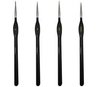 4 Pinceles de Pintura de Detalles Finos, Pinceles de Pintura en Miniatura, Pinceles Finos para Pintura de Acuarela, Pintura acrílica, Pintura de Roca, Arte de uñas o Manualidades (Negro)