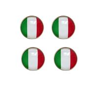 4 pines de bandera de Italia, pines redondos creativos de aleación de cristal de la bandera italiana, recuerdos de viaje de Italia, accesorios del día nacional de los patriotas, Talla única, Metal, No