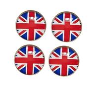 4 pines de bandera del Reino Unido, pines redondos creativos de aleación de cristal de la bandera británica, recuerdos de viaje del Reino Unido, accesorios del Día Nacional de los Patriotas, Talla