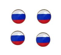 4 pines de bandera rusa, pines redondos creativos de aleación de cristal de la bandera rusa vintage, recuerdos de viaje de Rusia, accesorios del día nacional de los patriotas, Talla única, Metal