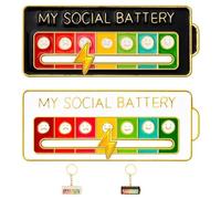 4 pines de batería social para 7 días, broche de batería social, divertido broche de estado de ánimo social para 7 días, pin de estado de ánimo, lindo broche de expresión creativa, regalo para hombres