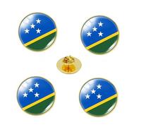 4 pines de botón de la bandera de las Islas Salomón, pines de solapa redondos de cristal de cristal, recuerdos de viaje de las Islas Salomón, accesorios del Día Nacional de los Patriotas, Talla única