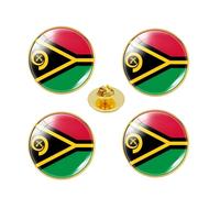 4 pines de botón de la bandera de Vanuatu, pines de solapa redondos de cristal de cristal, recuerdos de viaje de Vanuatu, accesorios del Día Nacional de los Patriotas, Talla única, Metal, No es una