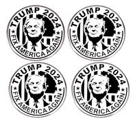 4 pines de Donald Trump 2024, insignias de Trump de las elecciones de Estados Unidos, pines FIX America Again, Talla única, Metal, Sin gemas.
