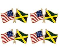 4 pines de solapa con doble bandera cruzada de Jamaica, pequeños pines de amistad jamaicana, Acero aleado, No