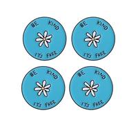 4 pines de solapa de aleación con frase motivacional inspiradora Be Kind It's Free para amigos, seres queridos, colegas, cumpleaños, Año Nuevo, vacaciones, accesorios, 3 cm, metal, sin piedras