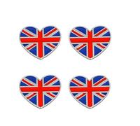 4 pines esmaltados con la bandera del Reino Unido, pin de solapa de aleación de corazón del Reino Unido, recuerdos de viaje del Reino Unido, suministros de animación de fútbol, baloncesto, tenis,