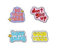 4 pines inspiradores, Do Your Thing Don't Give Up Keep Going Good Vibes de aleación, insignias motivacionales, accesorios de ropa, sombreros, mochilas, 3 cm, metal, sin piedras preciosas, 3cm(1.2