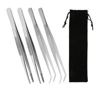 4 pinzas curvas de 20 cm, pinzas romas, acero inoxidable, pinzas profesionales, pinzas largas, rectas, pinzas oblicuas para mascotas acuáticas, coral, manualidades, cocina, reparación