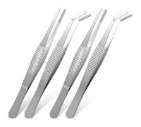 4 pinzas curvas, pinzas rectas de acero inoxidable con punta plana y filo ondulado curvado, pinzas anguladas para electrónica, trabajo de laboratorio, animales acuáticos