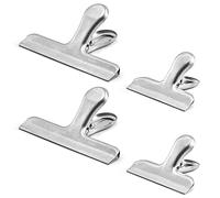 4 pinzas de acero inoxidable para bolsas de café y pan, 12 cm, 7 cm, para casa, cocina, escuela, oficina