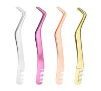 4 Pinzas De Acero Inoxidable, Rizadores De Pestañas Con Peine, Ayudas Para Injertos De Pestañas, Que Se Utilizan Para Recortar Cejas Y Peinar Pestañas.