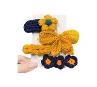 4 pinzas de ganchillo para el pelo con detalle de mariposa y flor para una fijación segura del cabello, ligeras pinzas de lana para tejer