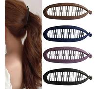 4 Pinzas de Pelo de Plátano Horquillas Con Clip de Plátano Retro Banana Clip Horquillas Grandes Accesorios Pelo Mujer Accesorios para el Cabello de Mujer 4 Colores Adecuadas para Mujeres y Niñas