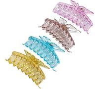 4 pinzas de pelo grueso antideslizantes para garras, pinza de garras multicolor, gran pinza para el pelo, gran pinza para el cabello para las mujeres (rosa, azul pavo real, amarillo limón, oro rosa)