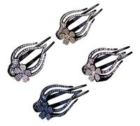 4 pinzas de pico de pato con diamantes de imitación para mujer, adecuadas para actividades cotidianas, pinzas de pelo de moda