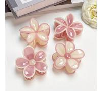 4 pinzas de plumeria de flores, pinzas fáciles de cebadilla para mujeres, adecuadas para fiestas, Navidad, ejercicio diario, yoga, viajes, toma de fotos y adiciones para el cabello