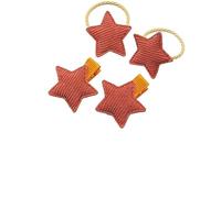 4 pinzas elásticas para el pelo con diseño de estrella para mujer, perfectas para peinados laterales (naranja)