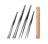 4 pinzas finas largas profesionales de acero inoxidable de 12 pulgadas y 10 pulgadas para cocina, alimentos, cocina, reparación, mariscos y barbacoas