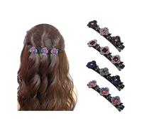 4 pinzas para el cabello trenzadas con piedras de cristal brillantes, pinzas para el cabello fáciles de colocar para mujeres y niñas, pasadores 2025 con diamantes de imitación brillantes