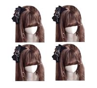 4 pinzas para el pelo con cadena para niñas, pequeñas con forma de lazo, pasadores de pelo para coleta de caballo, para adolescentes, niñas, pinzas para el pelo para mujeres, pinzas para el pelo finas