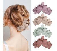 4 pinzas para el pelo con diseño de flores, antideslizantes, mate, de flores hawaianas, 11 cm, pinza para el pelo, pinzas de sujeción fuerte, accesorios de estilo para mujeres y niñas (multicolor 2)
