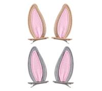 4 pinzas para el pelo con orejas de conejo de 10 cm para mujer, Halloween, Pascua, accesorios de disfraz de conejo, suministros para fiestas, color gris y marrón