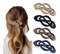 4 pinzas planas para el pelo estilo francés, vintage, accesorios para el cabello de moda, pulido opaco, antideslizante, cruz, media coleta, clip de resorte con sensación de gama alta para mujer