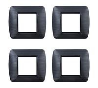 4 placas compatibles con Bticino Living, placas de plástico satinado (2 plazas/módulos, negro satinado)