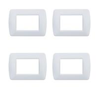 4 placas compatibles con Bticino Living, placas de plástico satinado (3 plazas/módulos, blanco satinado)