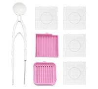 4 Placas Cuadradas para Perlas Hama 2,6mm 14,5×14,5cm, Pegboards Transparentes Resistentes al Calor, con Pinzas Rosas, Espátula y Bandeja para Perlas Fusibles
