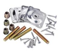 4 placas de montaje de patas con tornillos para sofá, mesas, muebles, patas de muebles, soportes de placas de fijación, soportes de placas en T M8