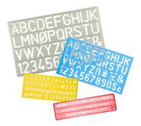 4 plantillas de letras alfabeto para niños, regla normógrafo con letras grandes, plantillas de plástico reutilizables para aprender a escribir, dibujar y manualidades, colores aleatorios
