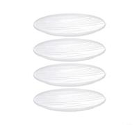 4 platos de melamina de 20,2 cm, platos llanos redondos, resistentes a la rotura, ligeros, para pasta, carne, ensalada, restaurante, hogar, juego de vajilla para el hogar, blanco, azul para borde