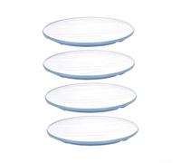 4 Platos Melamina 20cm Irrompibles Reutilizables Borde Color(Blue) | Ligeros y resistentes, elegante, fáciles de transportar, camping, picnic, exterior