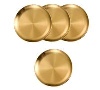 4 Platos Redondos Dorados de Acero Inoxidable, bandejas Poco Profundas de 20/23/26/30 cm, for Camping, Barbacoa, Picnic, Utensilios de Cocina.(30cm)