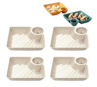 4 platos separados para salsa, plato japonés de albóndigas con plato de salsa, plato de verduras, plato reutilizable para servir patatas fritas y salsas para albóndigas, tacos, aperitivos, frutas y