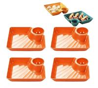 4 platos separados para salsa, plato japonés de albóndigas con plato de salsa, plato de verduras, plato reutilizable para servir patatas fritas y salsas para albóndigas, tacos, aperitivos, frutas y