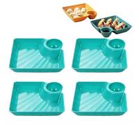 4 platos separados para salsa, plato japonés para albóndigas con plato de salsa, plato de albóndigas con compartimento para salsa, plato reutilizable para servir patatas fritas y salsas para