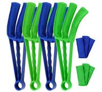 4 plumeros para persianas y radiadores, cepillos de limpieza con funda de microfibra (verde y azul)