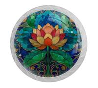 4 pomos abstractos de flor de loto con tornillos de 2 tamaños, manijas redondas blancas de 35 mm para cajones de cocina y aparador, gabinete de baño, oficina