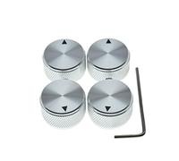 4 pomos de aluminio de 25 x 15,5 mm para potenciómetro de 6,35 mm, pomos de control universales de metal con indicador y tornillo de ajuste para guitarra/bajo/pedal de