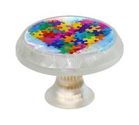 4 pomos de armario con forma de corazón de rompecabezas, manijas transparentes para armarios de cocina, pomos redondos de 35 mm para puertas de muebles