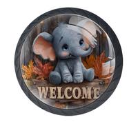 4 pomos de armario de elefantes lindos, pomos redondos negros de 35 mm, manijas de puerta de armario de un solo agujero, perilla de puerta y asas, para decoración del hogar, armario, armario