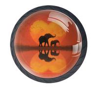 4 pomos de armario de elefantes, pomos redondos negros de 35 mm, manijas de puerta de armario de un solo agujero, perilla de puerta y asas, para decoración del hogar, armario, armario