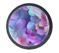 4 pomos de armario de flores coloridas con tornillos de 2 tamaños, manijas redondas negras de 35 mm para cajones de cocina y tocador, gabinete de baño, oficina
