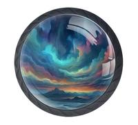 4 pomos de armario de nubes coloridas con tornillos de 2 tamaños, manijas redondas negras de 35 mm, pomos de puerta para cajones de cocina y tocador, gabinete de baño, oficina